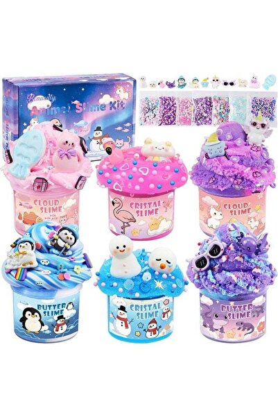 Beauenty 6 Pack Slimes, Slime for Kids Animal Wonderland, Butter Cloud Slime ...