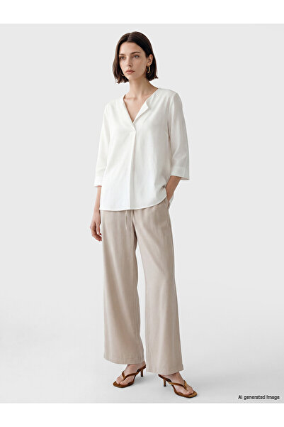 LC Waikiki Nevavm Women's Wide Leg Pants with Elastic Waist and Difference in...