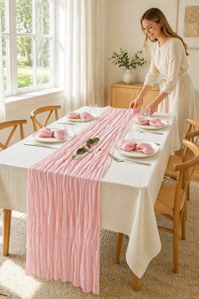 Generic 1 Pack Polyester Cheesecloth Table Runner Sheer Rustic Wrinkled Reusa...