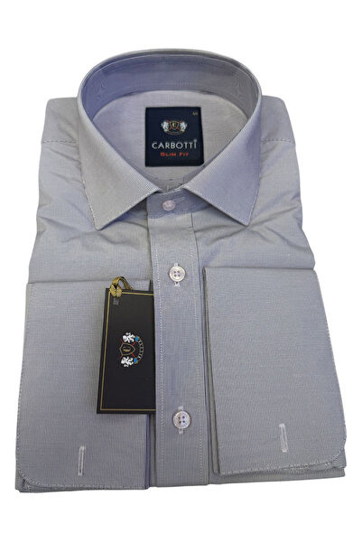 OEM Camasa barbati lila cu dungi, maneca lunga cu manseta butoni, slim fit, b...