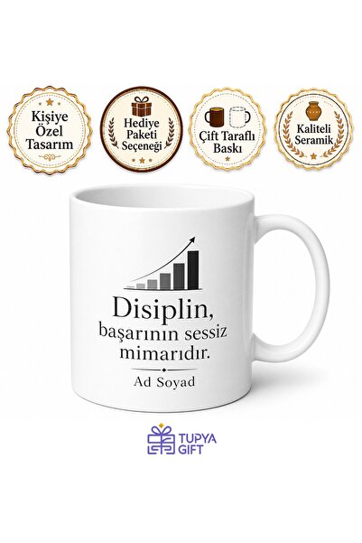 Tupya Gift Düzenli Çalışan İçin Kişiye Özel Motivasyon Baskılı Kupa Bardak He...