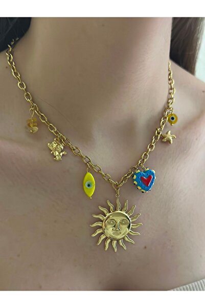 BYYEŞO Sun Detail Charm Steel Necklace