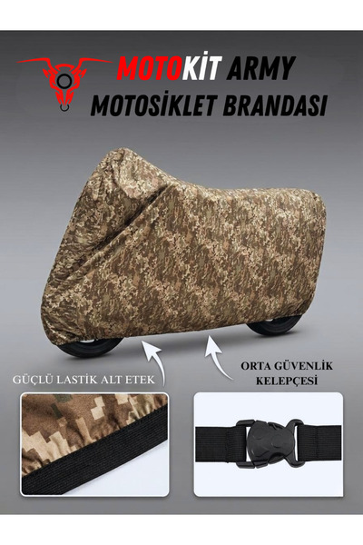 MOTOKIT غطاء دراجة نارية مقاوم للماء وأشعة الشمس بنمط التمويه العسكري