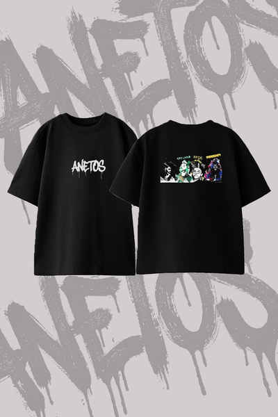 Anetos The Weeknd_1 Design Printed Oversize Crew Neck T-Shirt Black