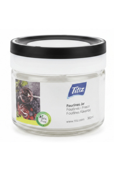Titiz Fourlines Borosilicate Glass Storage Jar with Non-Spill Airtight Plasti...