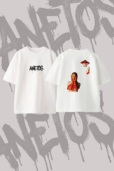 Anetos Ariana Grande_4 Design Printed Oversize Crew Neck T-Shirt White