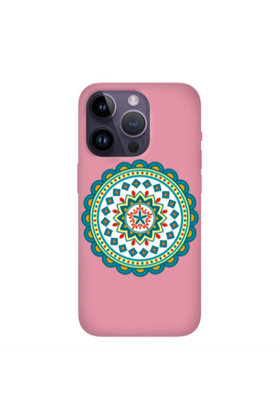 Other Apple iPhone 14 Pro Max Mandala D11 Pink Colored Silicone TPU Θήκη