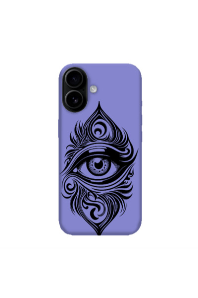 Other Apple Iphone 16 Eye patterned drawing Purple Colored Silicone TPU Θήκη
