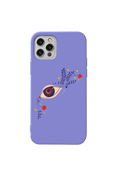 Other Apple iPhone 12 Pro Max Flower eye Purple Colored Silicone TPU Θήκη