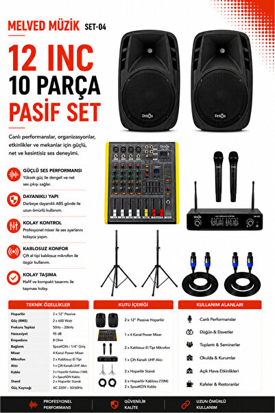 MELVED MÜZİK SET-04 PASİF HOPARLÖR DAVET EVİ KINA ORGANİZASYON DÜĞÜN SALONU O...