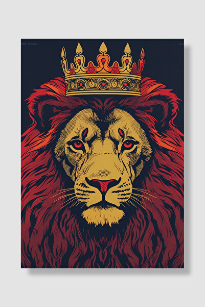 Luna Marissa Poster cu leu, Regele Leu încoronat cu coroană de guler roșu, de...