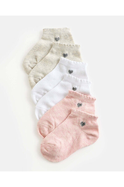 REDTAG Infant Girls Assorted Ankle Socks Set (Pack Of 3)