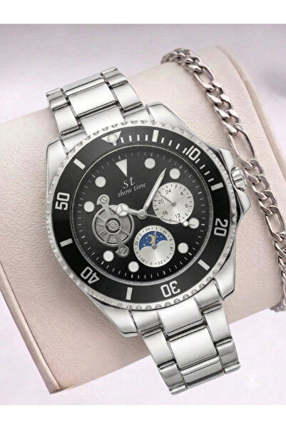 Feronnucci Men's Wristwatch Steel Band Black Dial Bracelet Gift Classic Styli...