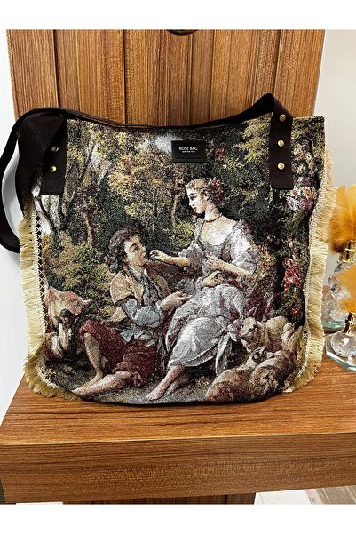 GÜLHOBİTASARIM Woven Fabric Bag with Panel Model Figure