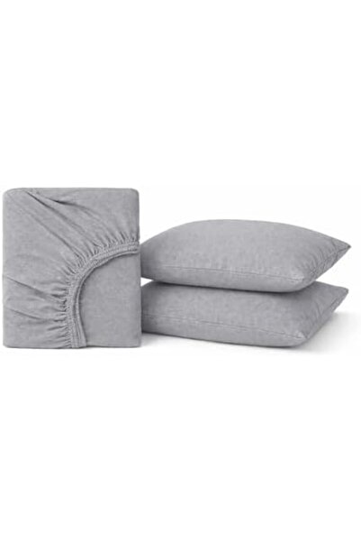 Yıldızan Avenika Store Septumium 100% Cotton Elastic Fitted Sheet, Gray, 2 Pi...