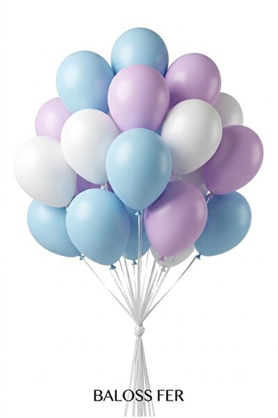 baloss fer 20-Piece Macaron Blue Lilac White Pastel Balloon Set 11 Inch Birth...