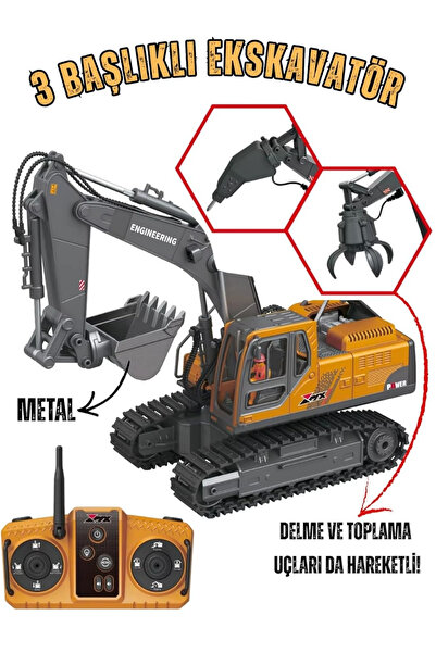 ÖZ OFİS Şarjlı Uzaktan Kumandalı Full Fonksiyon Ekskavatör Sesli Işıklı Metal...