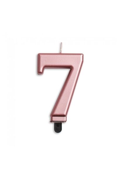 CAM TOYS Κερί επετείου για τούρτα, αριθμός 7, ροζ χρυσό, 7 εκ.