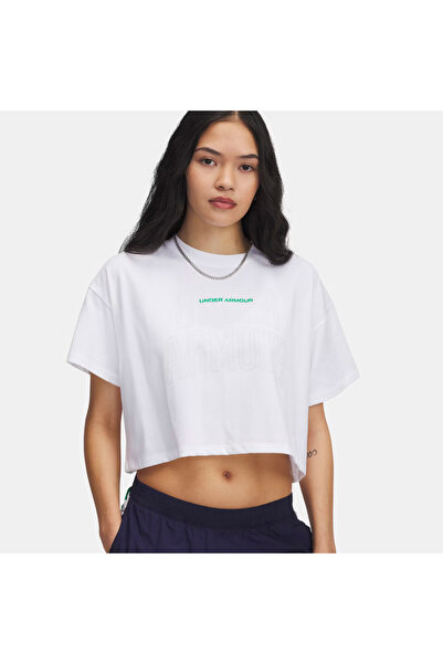 Under Armour W VARSITY MIX HW SS CROP 1389156-101 Λευκό M