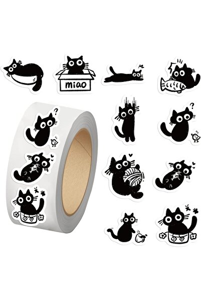 Arabest Cat Stickers,500-Piece,10 Styles,Waterproof Vinyl,Cartoon Cute,for Pa...