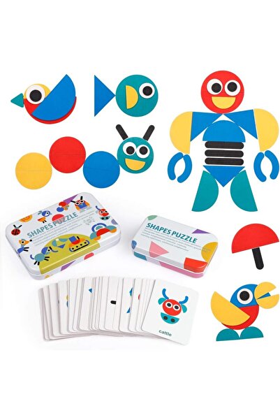 Arabest Wooden Pattern Blocks,Tangram Shape Puzzle Set,Color Sorting Stacking...