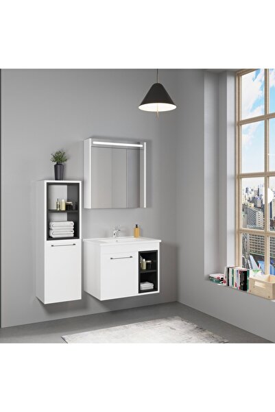 DENKO Latte 65 cm Beyaz Banyo Dolabı