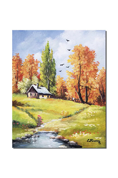 artnova Tablou peisaj din natura pictat manual, Meleaguri mioritice, 50x40cm ...