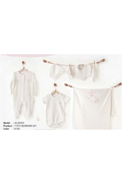 andywawa Organic 7-Piece Girls' Set Ecru-Pink