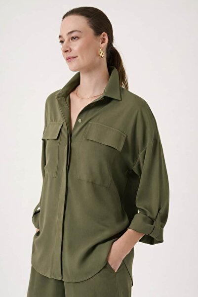 SIDesign Cep ve Arkası Kuşak Detaylı Oversize Gömlek