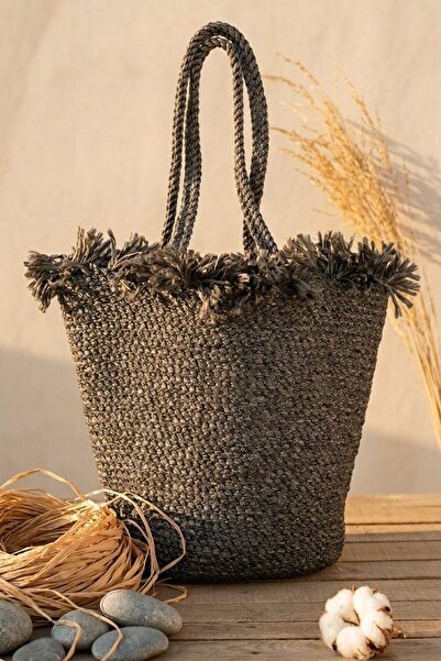 I Love Shoes Olmira Anthracite Rope Women's Beach Bag