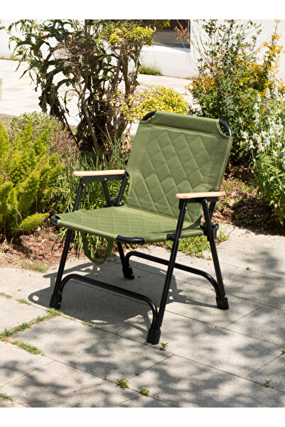 Lawazim Folding Camping Chair 58x47x73cm with Stable Iron Frame, Armrests and...