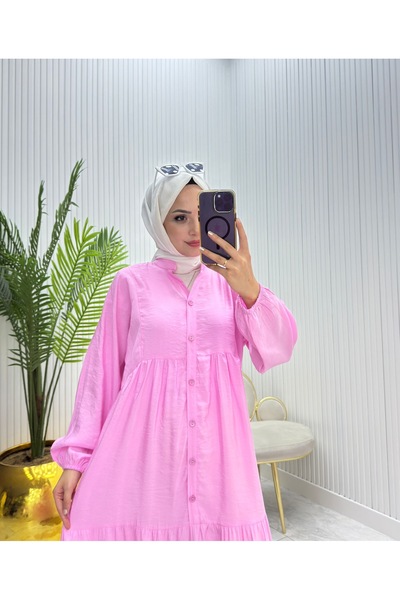 FRESH FASHION Modal Mango Pink Kat Kat Front Buttoned Spring Summer Dress