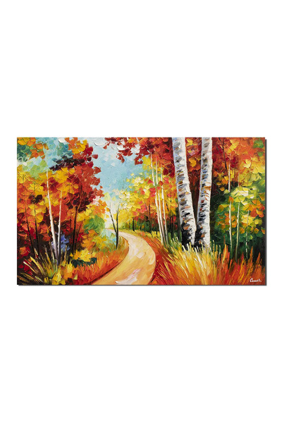 artnova Ръчно рисувана картина,  "Брезова алея ", импресионистична, 100x60см,...
