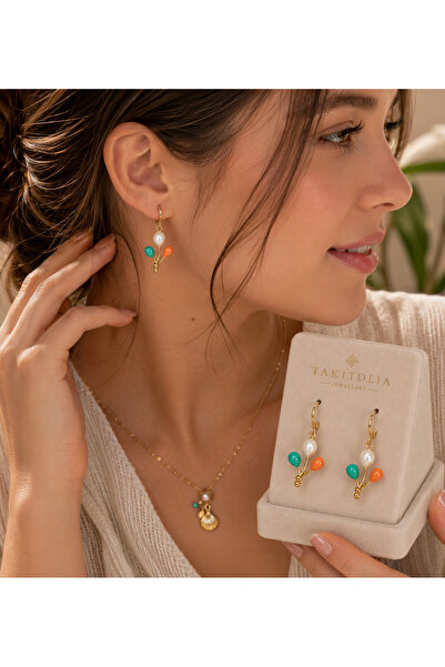 Takıtolia Elite Orange Green Balloon Gold Color Dangle Bijouterie Earrings (10)