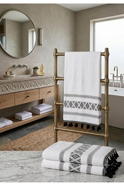 Çeyiz Diyarı Kumsal Jacquard Bath Towel 90X140 cm Black