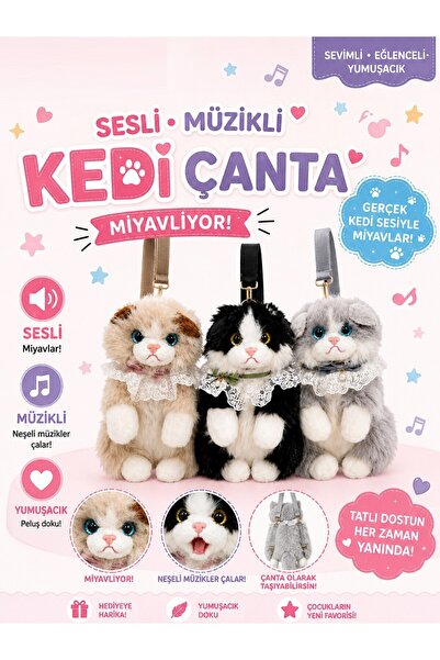 Brother Toys Sesli Miyavlayan Peluş Kedi Çanta