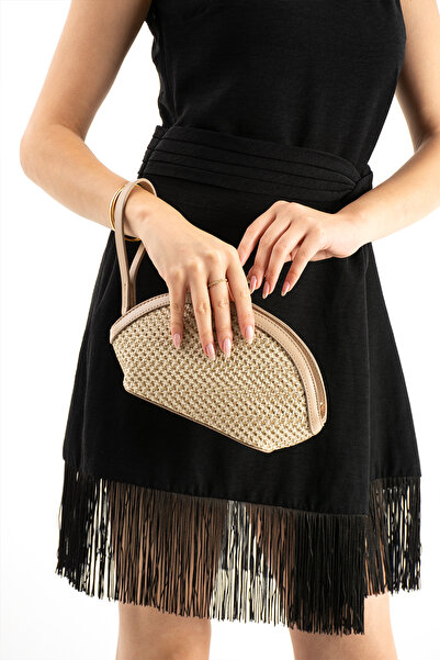 DEV 3 ADAM Γυναικεία τσάντα χειρός Mink Wicker Clutch Portfolio, τσάντα ώμου,...