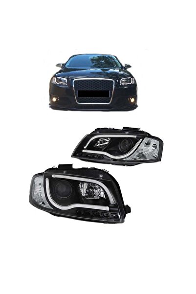 Sonar Σετ Εμπρόσθιων Προβολέων για Audi A3 8P 03-08 DRL & Λυχνία LED Μαύρο H7...