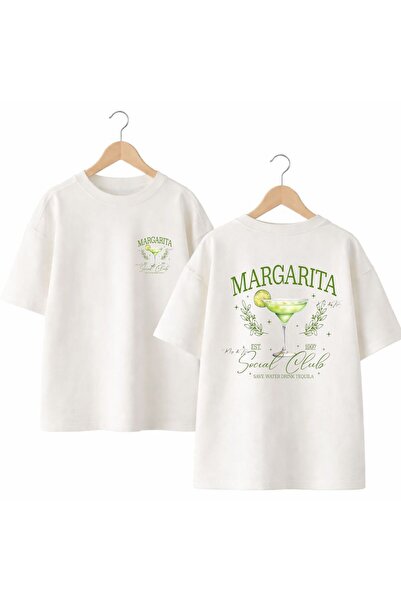playwear Margarita Yeşill Back and Front Chest Printed 100% Cotton Oversize L...
