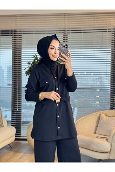Prime mode 9830 Front Two Pockets Belted Waist Suit Black