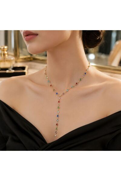 Monalisa Home Luxurious Zircon Stone Figured Flashy Y Necklace