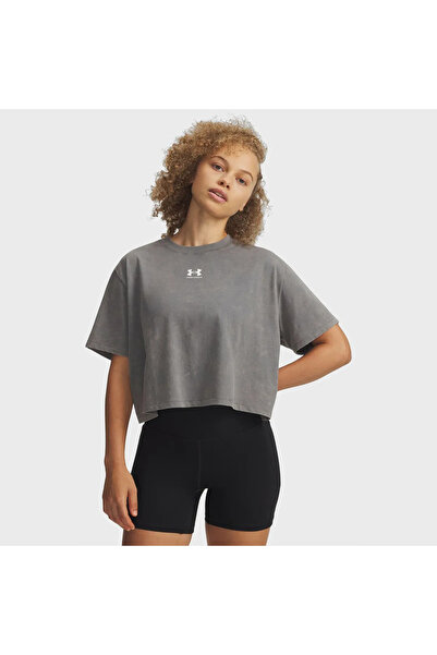 Under Armour Rival Boxy Wash Women's Green Polo Neck T-Shirt