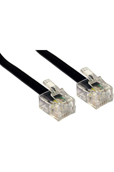 POWERTECH Επίπεδο Καλώδιο Τηλεφώνου RJ11 6P4C 2μ Μαύρο (CAB-T008)