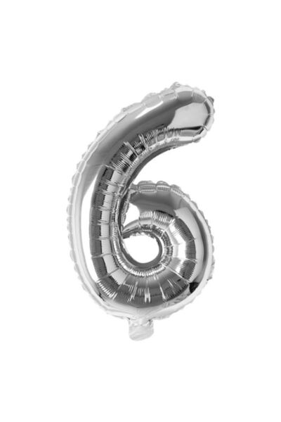 duoguo Balon din folie, Numărul 6, 80 cm, Pentru aer sau heliu, Argintiu