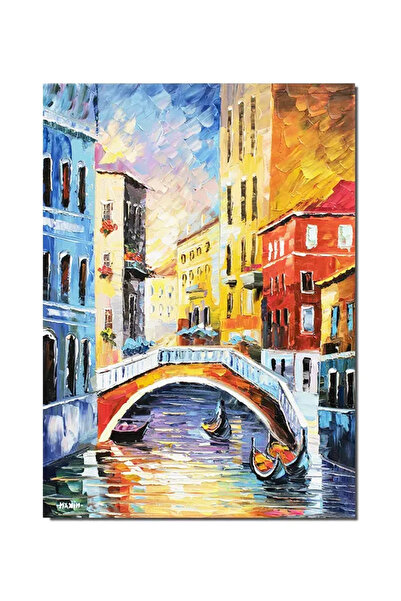 artnova Ръчно рисувана картина, Венециански пейзаж с гондоли, 70x50см маслена...