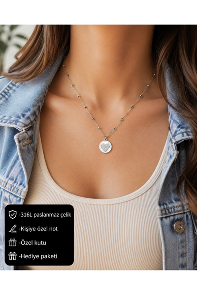 HER ŞEY NOTA www.herseynota.com 316L Stainless Steel Zircon Stone Heart Neckl...