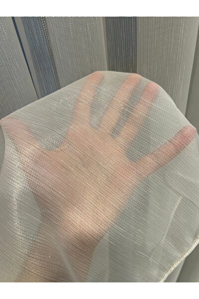 çolakperde Ütü istemeyen Dökümlü Simli Keten Görünümlü Kırçıllı Tül Perde 1/3...