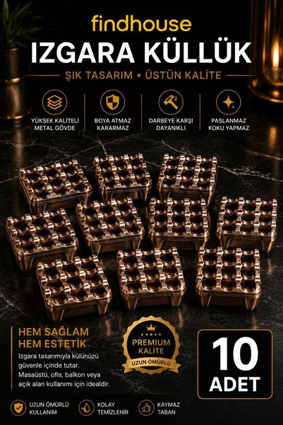 findhouse منفضة سجائر نحاسية اللون عالية الجودة 10 قطع للمنزل والمكتب والمقهى...