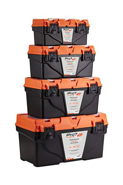 Lawazim Pro7 4-Piece Toolbox Set 13-21 inch with Removable Trays, Top Compart...