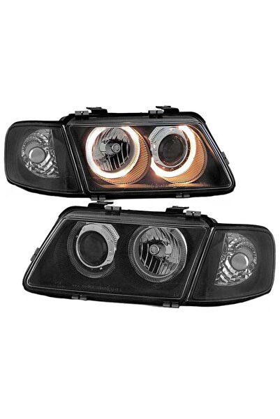 Depo Σετ Εμπρόσθιων Προβολέων για Audi A3 8L 96-00 Angel Eyes Μαύρα H7/H7 (CA...